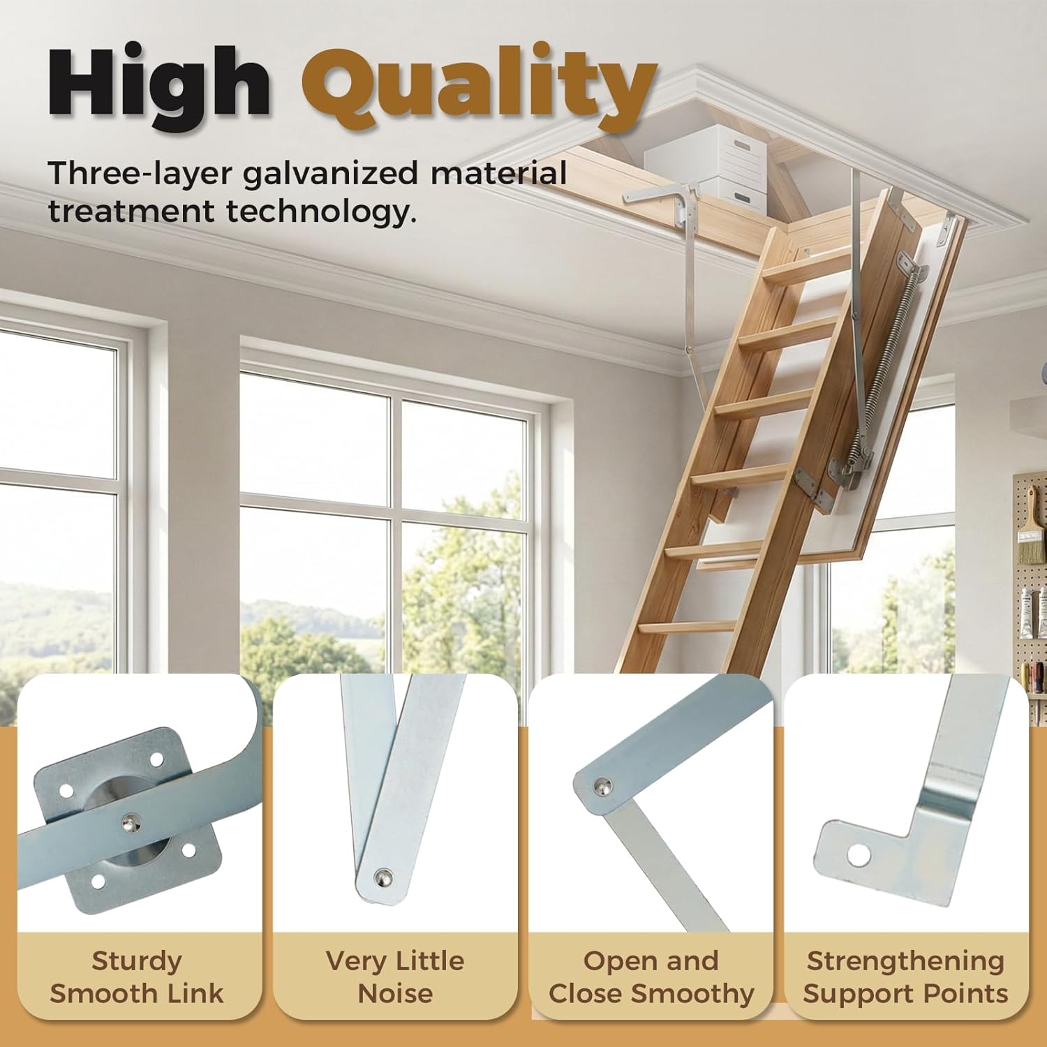 55-2 Attic Ladder Hinge Arms, Compatible with Werner Mk5, WU2210, W2208, W2210, Suitable for Werner Attic Ladders Manufactured After 2010, Heavy Duty Thick Galvanized Material