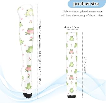 Extra Long Stocking Socks Over the Knee,Frogs Flowers Cute Women's Opaque Thigh High Boot Stockings,Fashion Thin Tights Sock Leg for Daily Life Cosplay