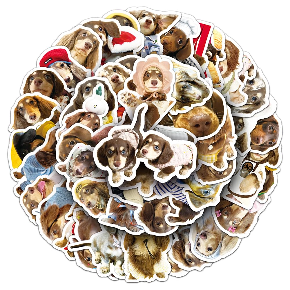 Modern Dachshund Vinyl Stickers, 50 PCS Waterproof Realistic Animal Decals for Laptops, Scrapbooking, Journals, Notebooks, Water Bottles, Suitcases, Phones & DIY Decor — image 1
