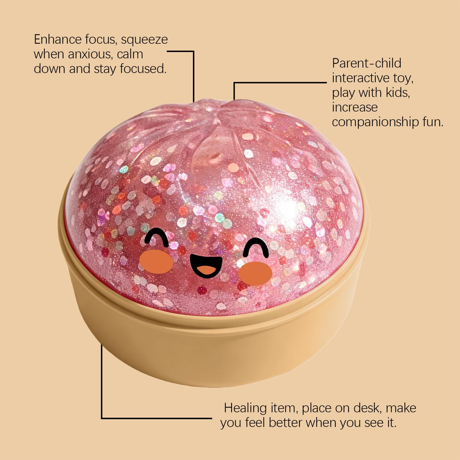 Squishy De Bola De Masa | Juguete Sensorial Colorido De Dumpling Fidget | Juguetes Sensoriales Blandos con Dumplings Glittering | Juguete Antiestrés Fisget Suave con Forma De Comida | Toque Realista — view 8