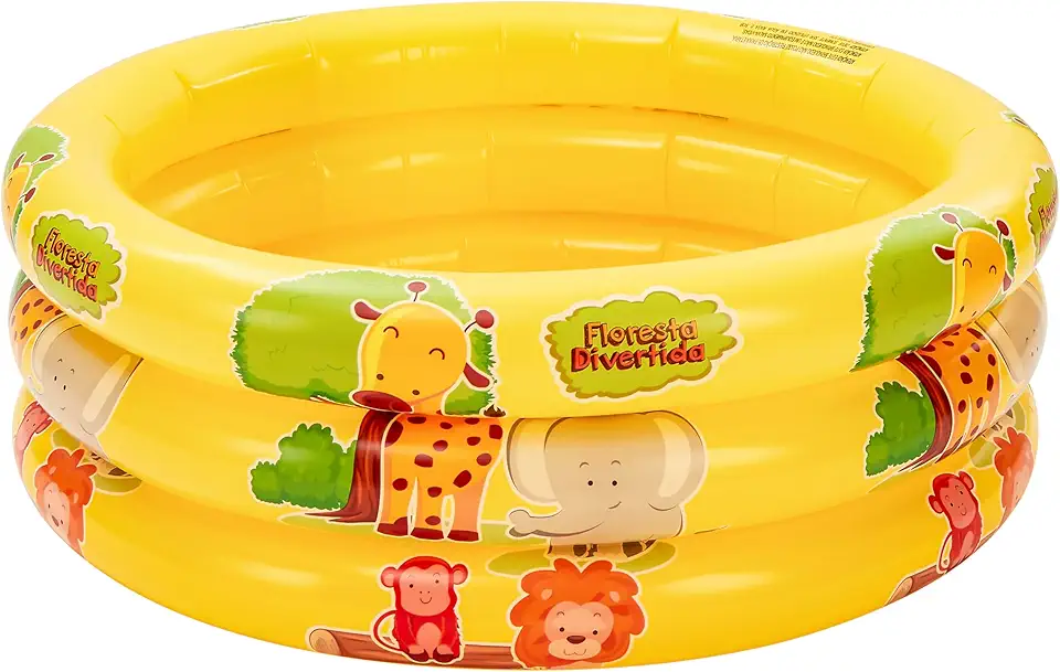 DM Toys Piscina Inflável Infantil 66L Floresta Divertida