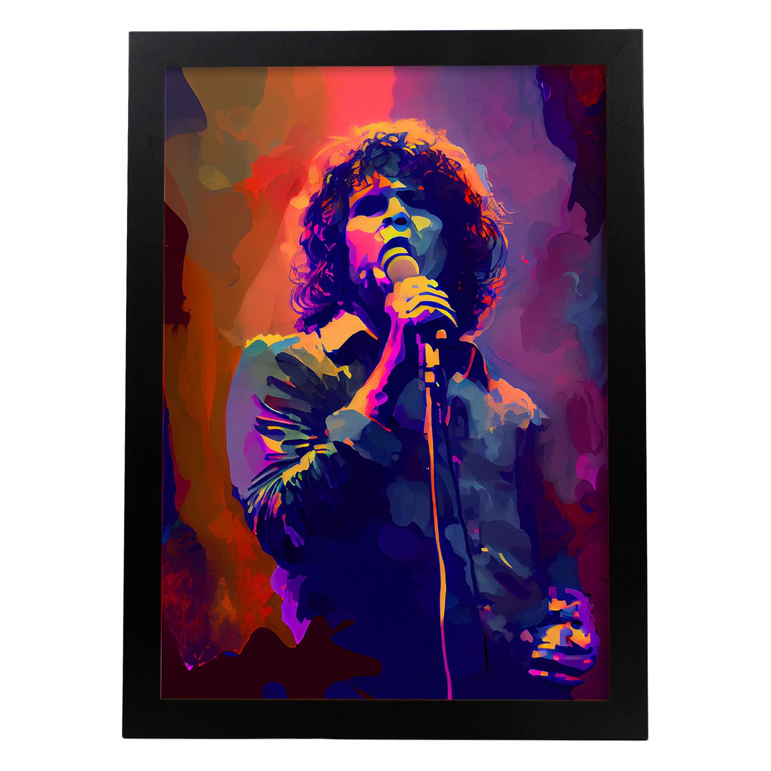 Nacnic Jim Morrison Poster in Full Colour Portrait Style. Cartoon Illustrations of Famous Musicians and Artists. Interior Design and Decoration. Size A3.