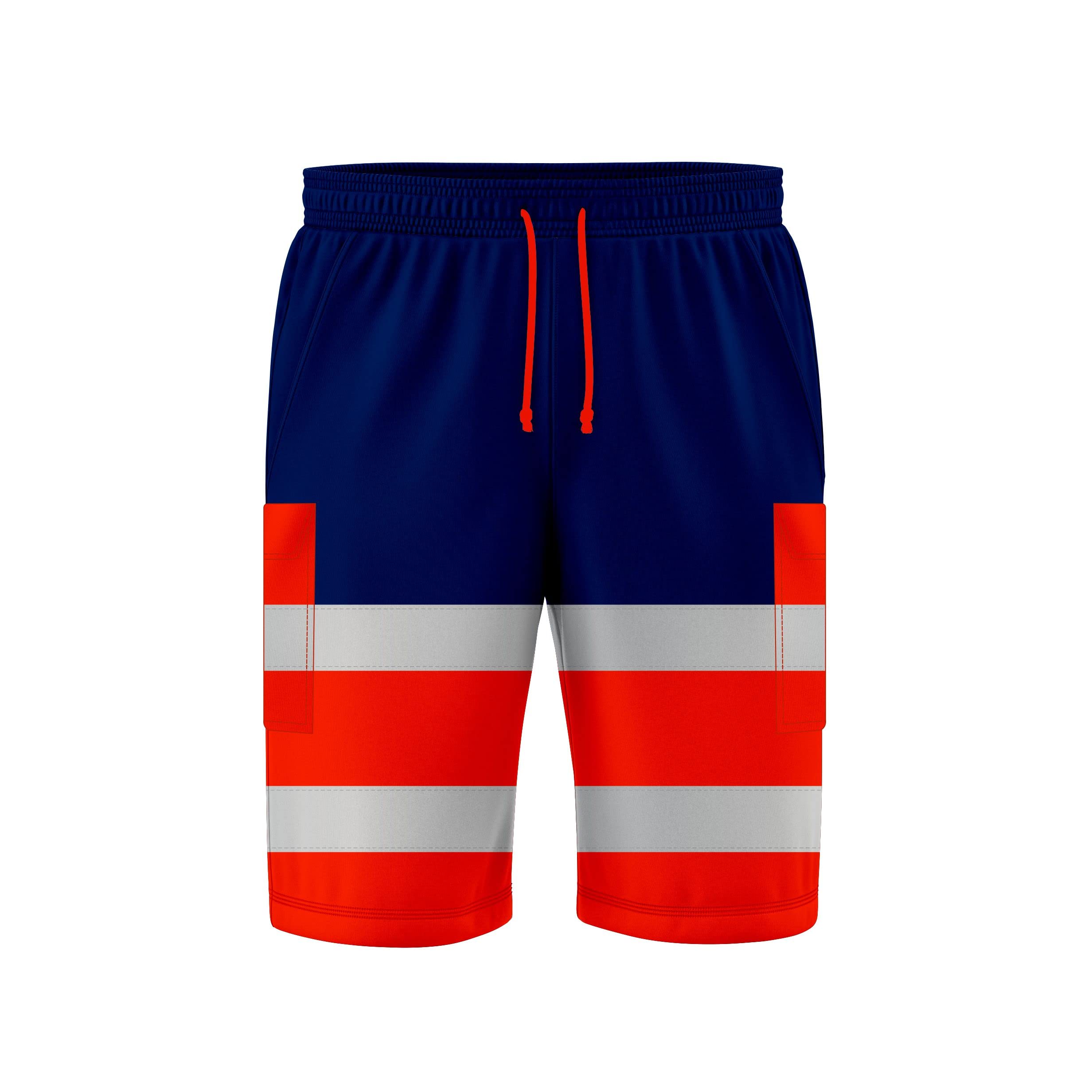 NOROZE Men’s Hi Vis Work Shorts – Reflective High Visibility Cargo Shorts with Multiple Pockets – 3/4 Jogger-Style Utility Bottoms for Construction, Security, Warehouse, Site & Outdoor Use