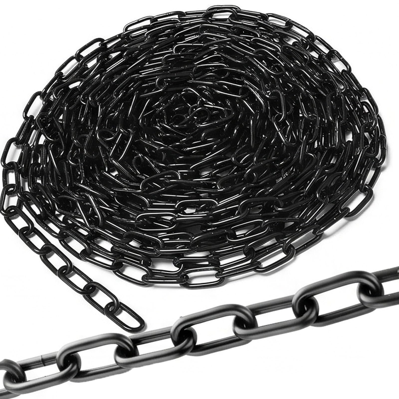 5m Starke Stahlkette, 4mm Kette Schwarz, Gliederkette Meterware Kohlenstoffstahl, Schaukelketten Metallkette für Hängezäune, Kette Hängesessel