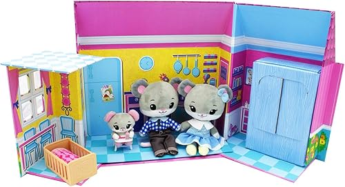 Miniatura 2 de Tiny Tukkins - Juego de casa de juegos de lujo con mini ratón para niñas y niños pequeños, incluye ratón de peluche para mamá, papá y bebé, hecho de