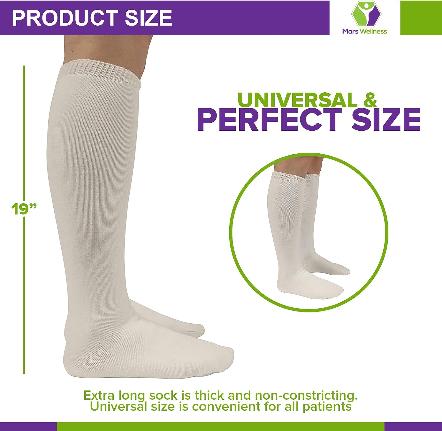 MARS WELLNESS Walking Boot Sock Liner - Low Top Short Cam Walker Boot - Cam Boot Liner - 19 Inch Cam walker Sock - 4 Socks