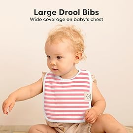 KeaBabies 8-Pack Organic Baby Bibs for Boys, Girls - Super Absorbent Cotton Drool Bibs for Baby Girl & Boy, Teething Toddler, Drooling Newborn, Ultra Soft & Machine Washable (Blush)