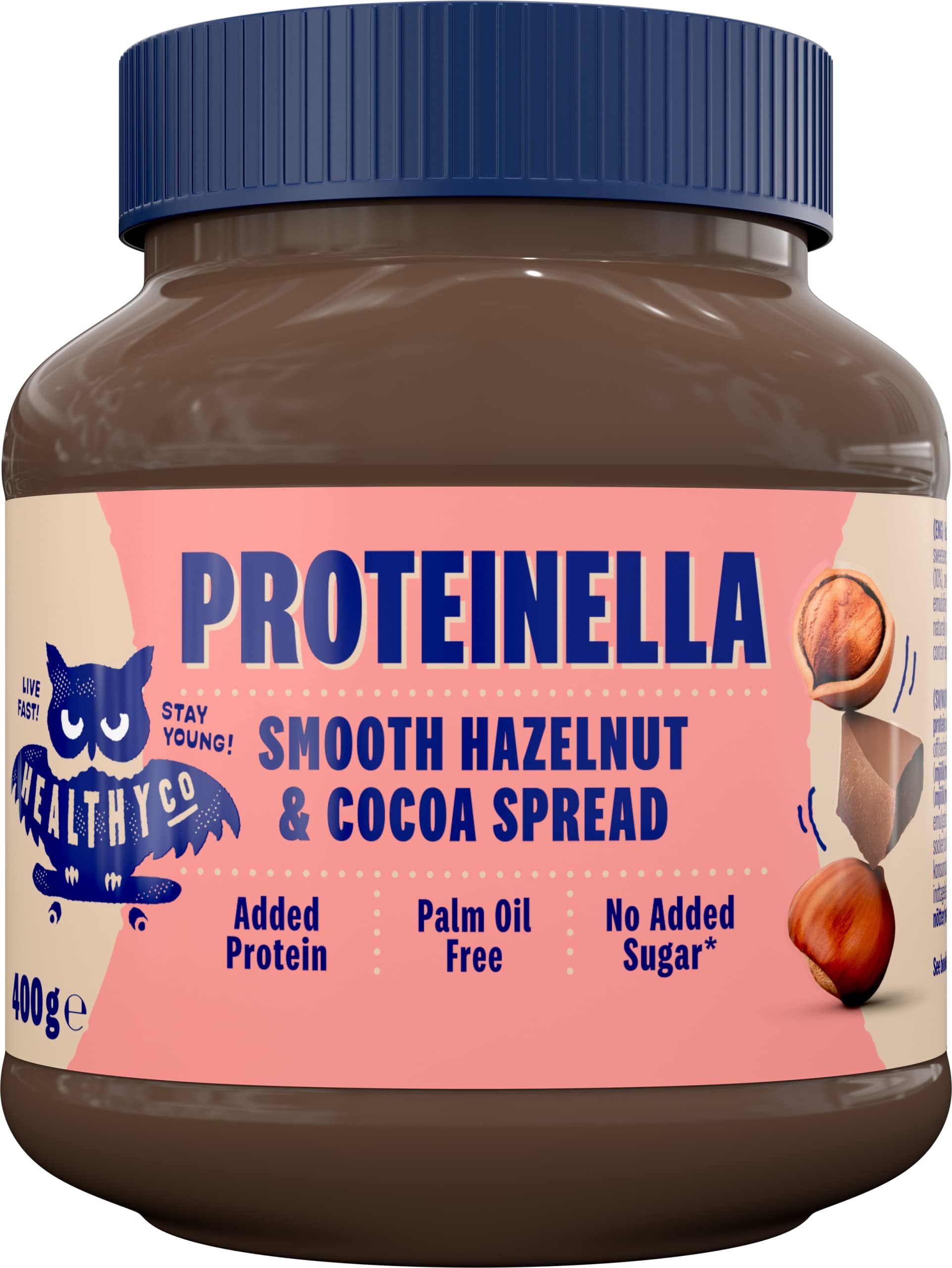 Proteinella Hazelnut and Cocoa Spread 400g - A Healthy Snack with No Added Sugar, No Palm Oil and Added Protein - A Healthy Chocolate Spread