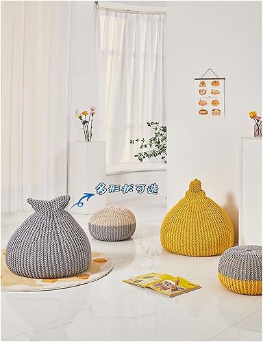 Miniatura 7 de OCENCO Bean Bag Armchairs Giant Puff Chair Leisure Egg Chair Sofa Cover Lazy Sofas Knitted Bean Bag Nordic Bedroom Single Sitting Pier (Color  Style
