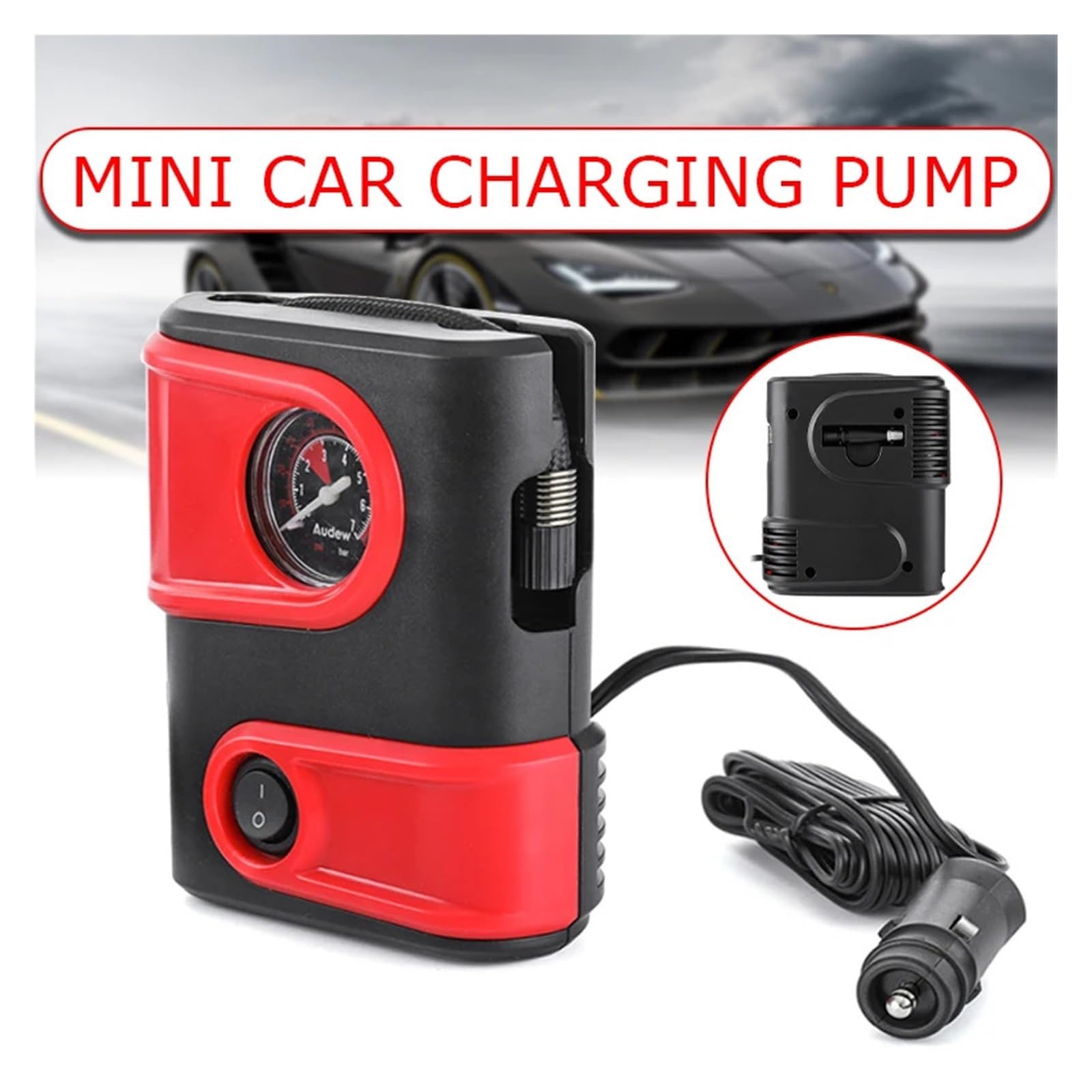Mini Mała Sprężarka Powietrza Samochodowa Nadmuchiwana Pompa Manometryczna DC 12V 100PSI Przenośna Pompka Do Opon Inflator Rowerów Samochodowych Motocykle Natychmiastowa Inflacja