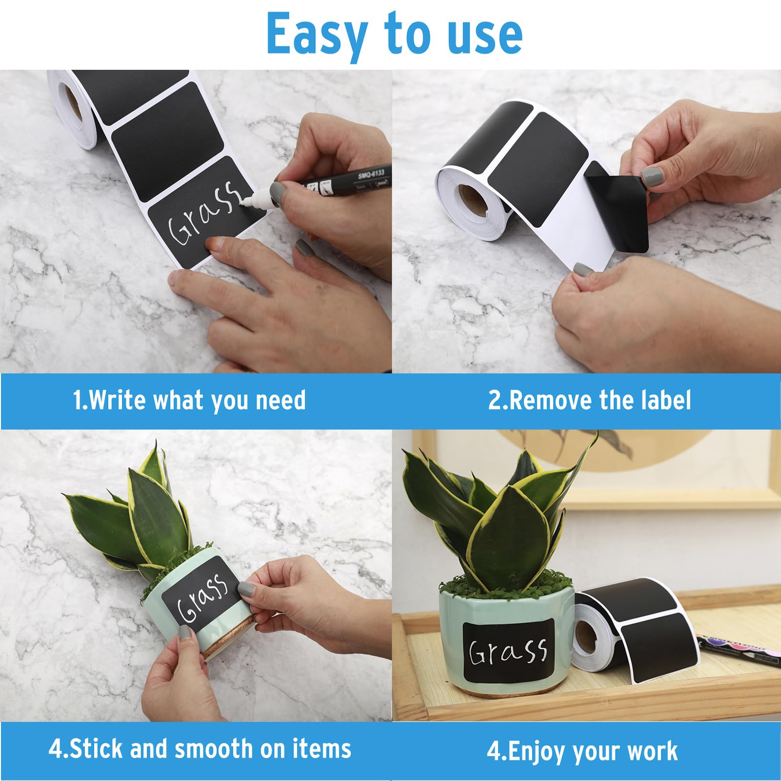 NANXJIUR 180 Pcs Chalkboard Labels, Reusable Blackboard Stickers with 1 Liquid Chalk Marker - Image 3