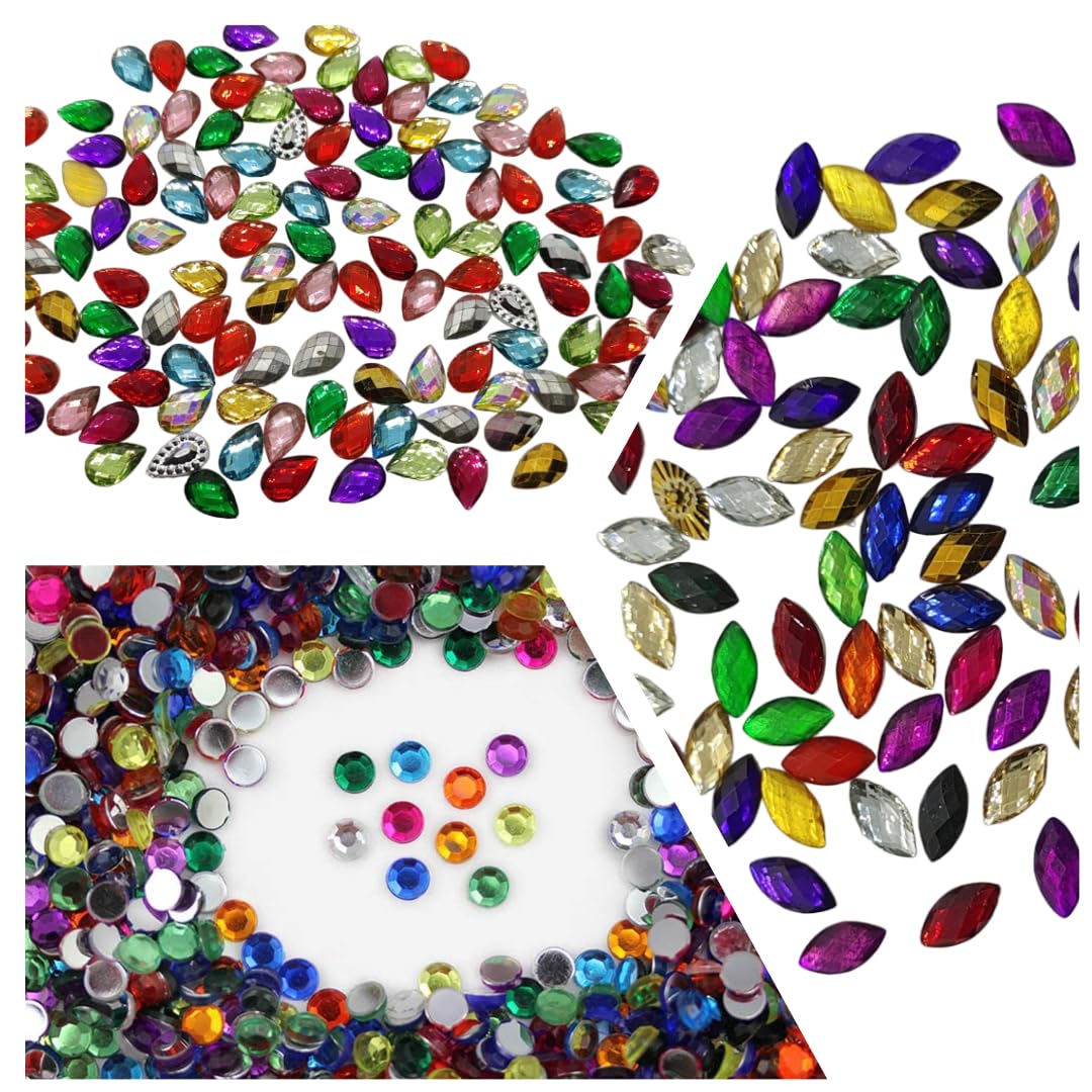 Multi Color (Round,Drop,Eye) (4500 Pieces) Kundans Beads or Kundan Stone or Rhinestone for Art & Craft, Jewellery Making, Bangles, Embroidery & DIY Works-image-8