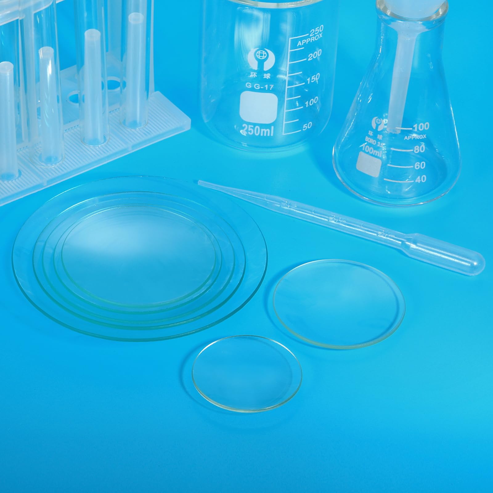 PATIKIL 3 paquets Verre de montre de 180 mm de diamètre transparent | couvercles de bécher à bords lisses et chanfreinés, pour laboratoire