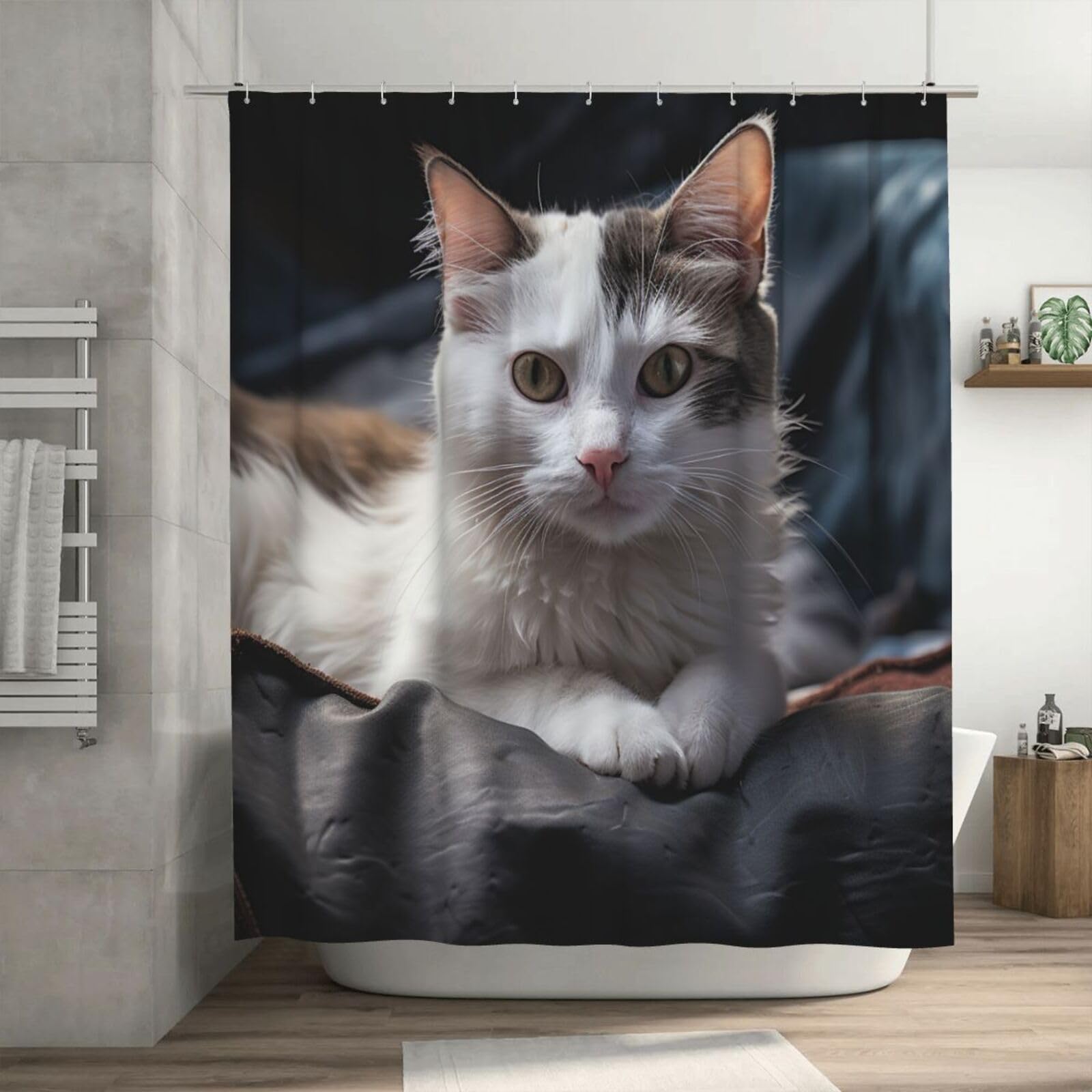 Rideau de douche chat déco pour salle de bain familiale et moderne