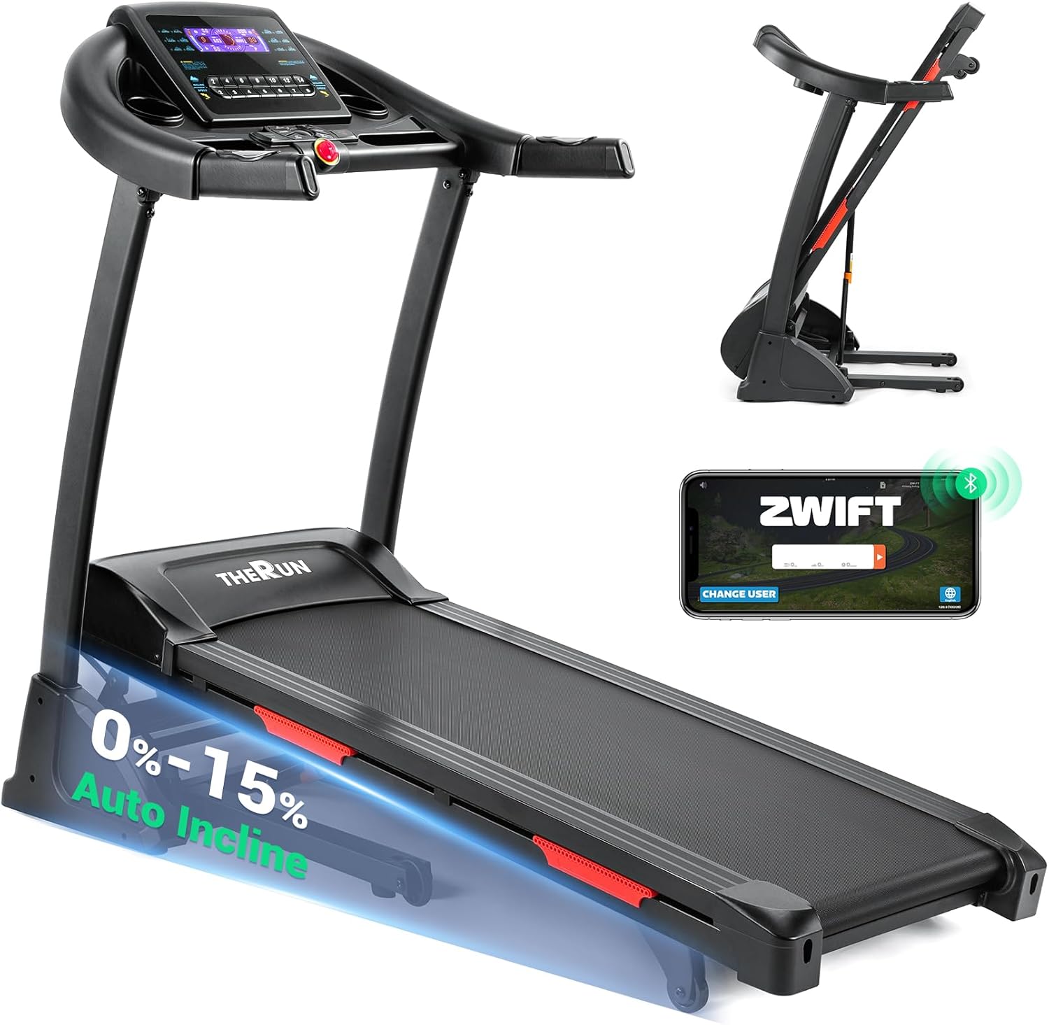 THERUN Incline Treadmill for Running and Walking, 300 lbs Weight Capacity Folding Treadmill with 0-15% Auto Incline, Wide Belt, 3.5HP, App, Heart Rate THERUN Incline Treadmill for Running and Walking, 300 lbs Weight Capacity Folding Treadmill with 0-15% Auto Incline, Wide Belt, 3.5HP, App, Heart Rate