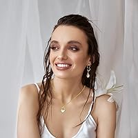 Vista 6 de Collar de oro de corazón blanco y negro, collar con dije de corazón de cristal con piedras preciosas de amor, collar de oro delicado para mujer