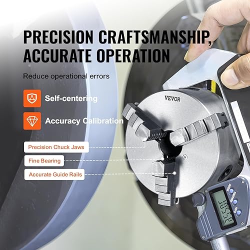 Miniatura 3 de VEVOR Mandril de torno de 3 mandíbulas, 5 pulgadas, mandril de torno autocentrante, rango de sujeción de 0.1-5 pulgadas0.098-4.921 in con tornillos