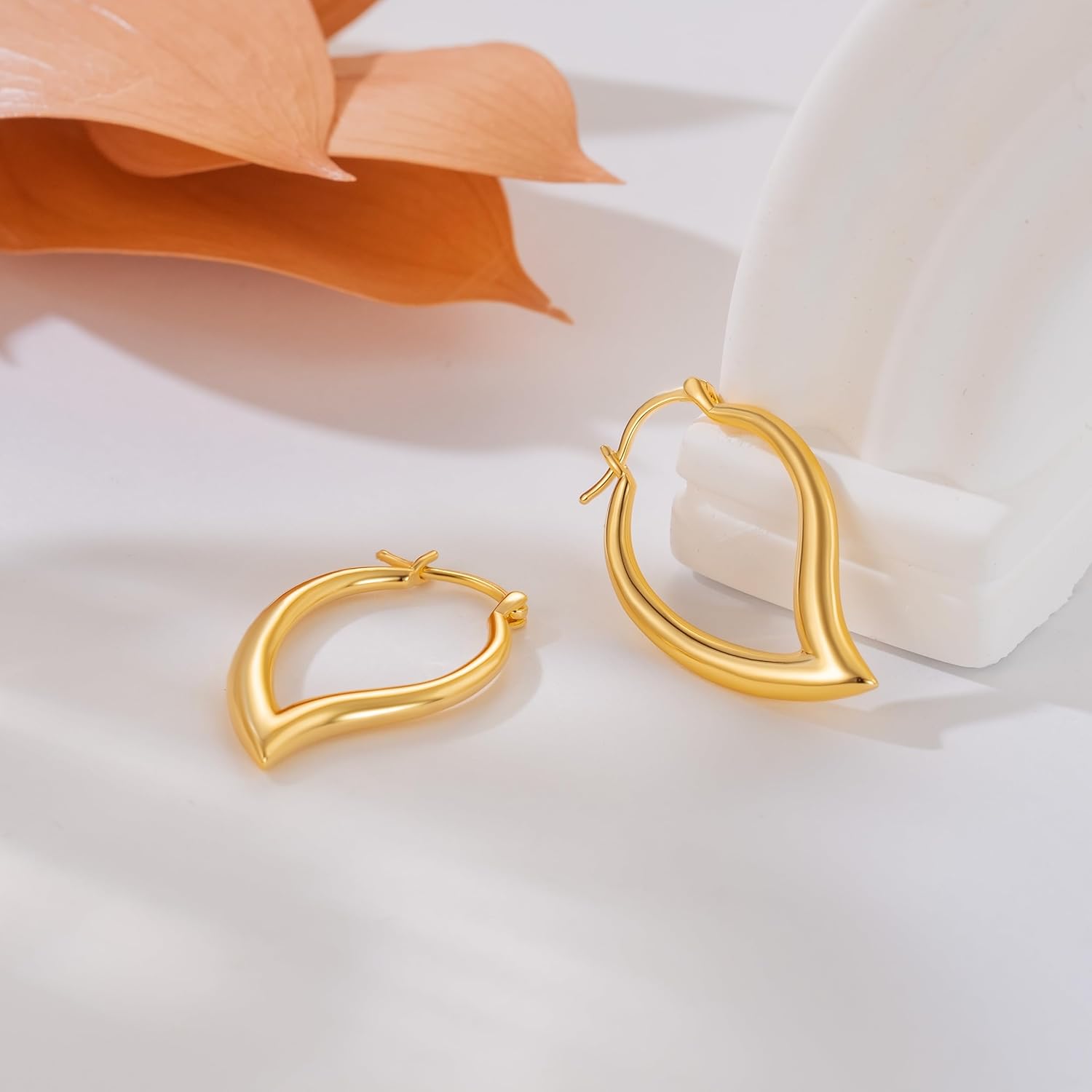 Gold Hoop Earrings for Women 14K Gold Earrings for Women Dainty Hoop Earring for Womens Hoops Everyday Artistic Piece Adds Charm and Personality Unique Womens Hoops Earring 32mm - Image 8