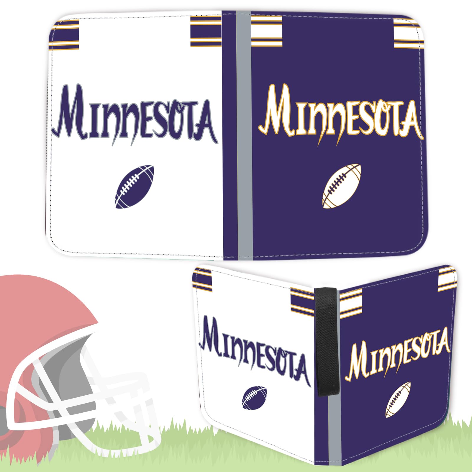 Football Card Binder with Sleeves 900 Pocket, Minnesota Football Card Holder for Trading Cards Sports Card 3 Ring Binder Folder Collector Album Storage Book Case Kids Boys Girls Gift : Toys