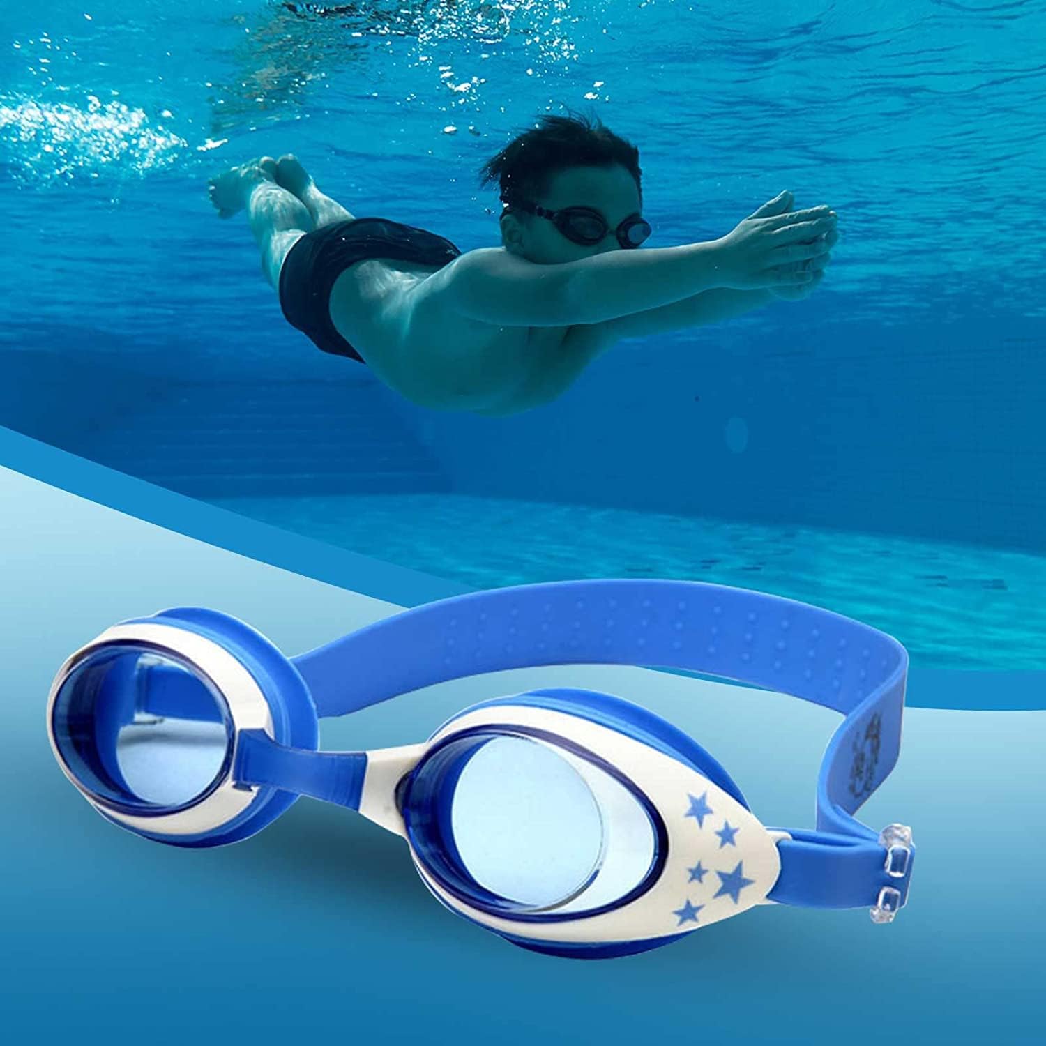 防水と霧の HD スイミングゴーグル子供用スイミングキャップノーズクリップ防水耳栓とサーフボード子供用初心者