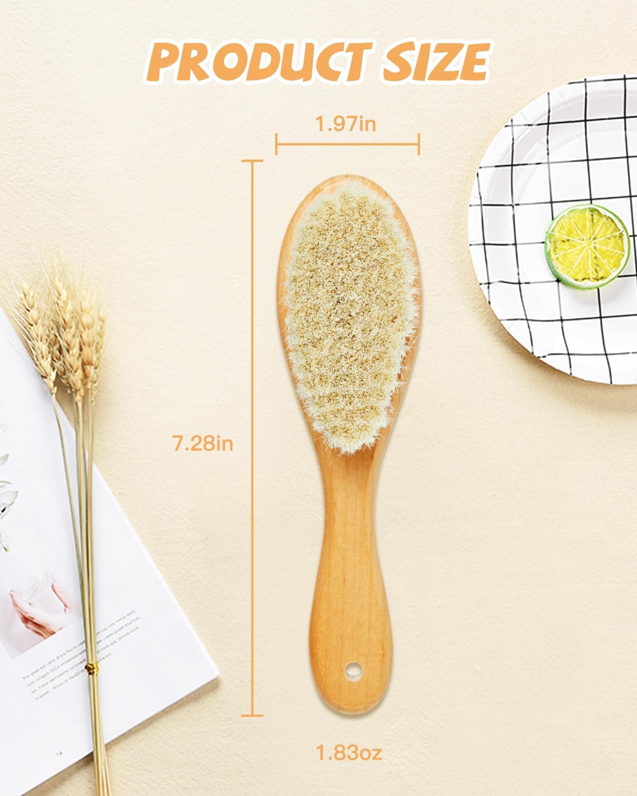 Baby Hair Brush, Newborn Hair Brush with Soft Bristle, Natural Goat Hair for Newborns & Toddlers, Newborn Baby Essentials - Image 2