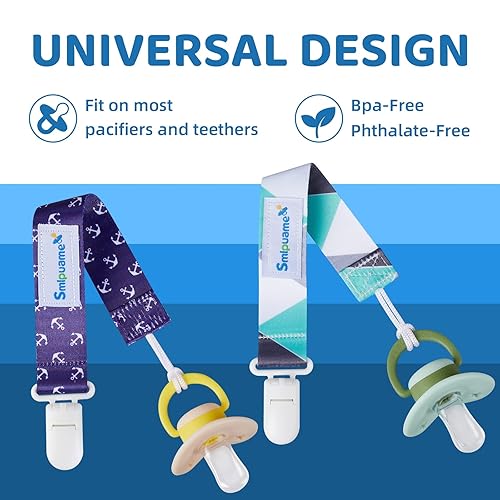 Miniatura 5 de Smlpuame Clip para chupete para bebés, niños y niñas, paquete de 6 elegantes correas de clips, soporte para paci con clips, universal, ligero, se
