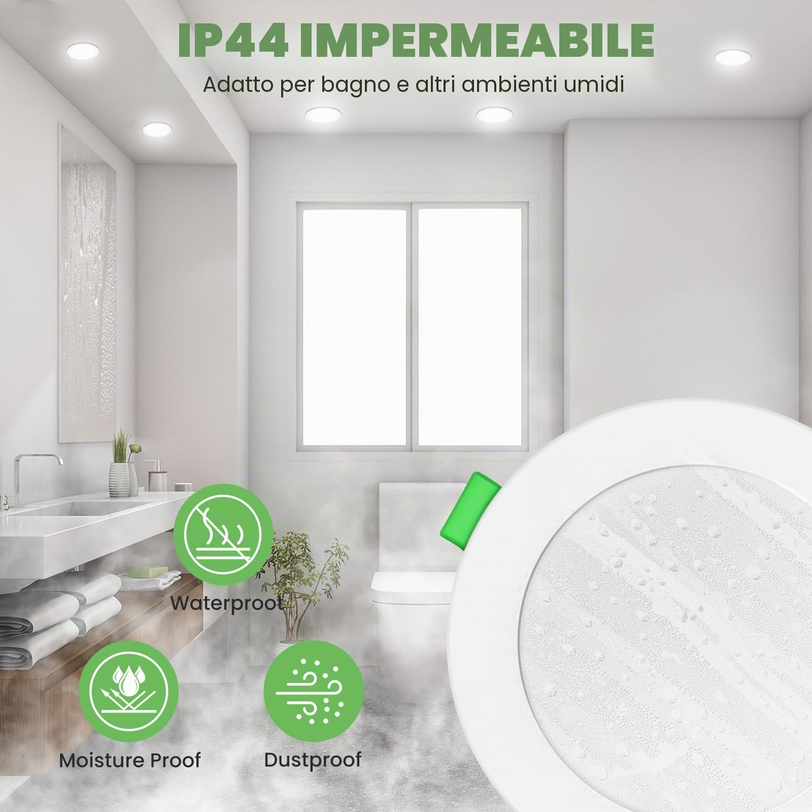 ALUSSO Faretti LED da Incasso Per Cartongesso Dimmerabili 12W 1200LM IP44 Faretti LED Soffitto Incasso Cartongesso, 3000K 4000K 6500K Regolabile, Diametro del Foro 120-130MM, Bianco, Set da 6