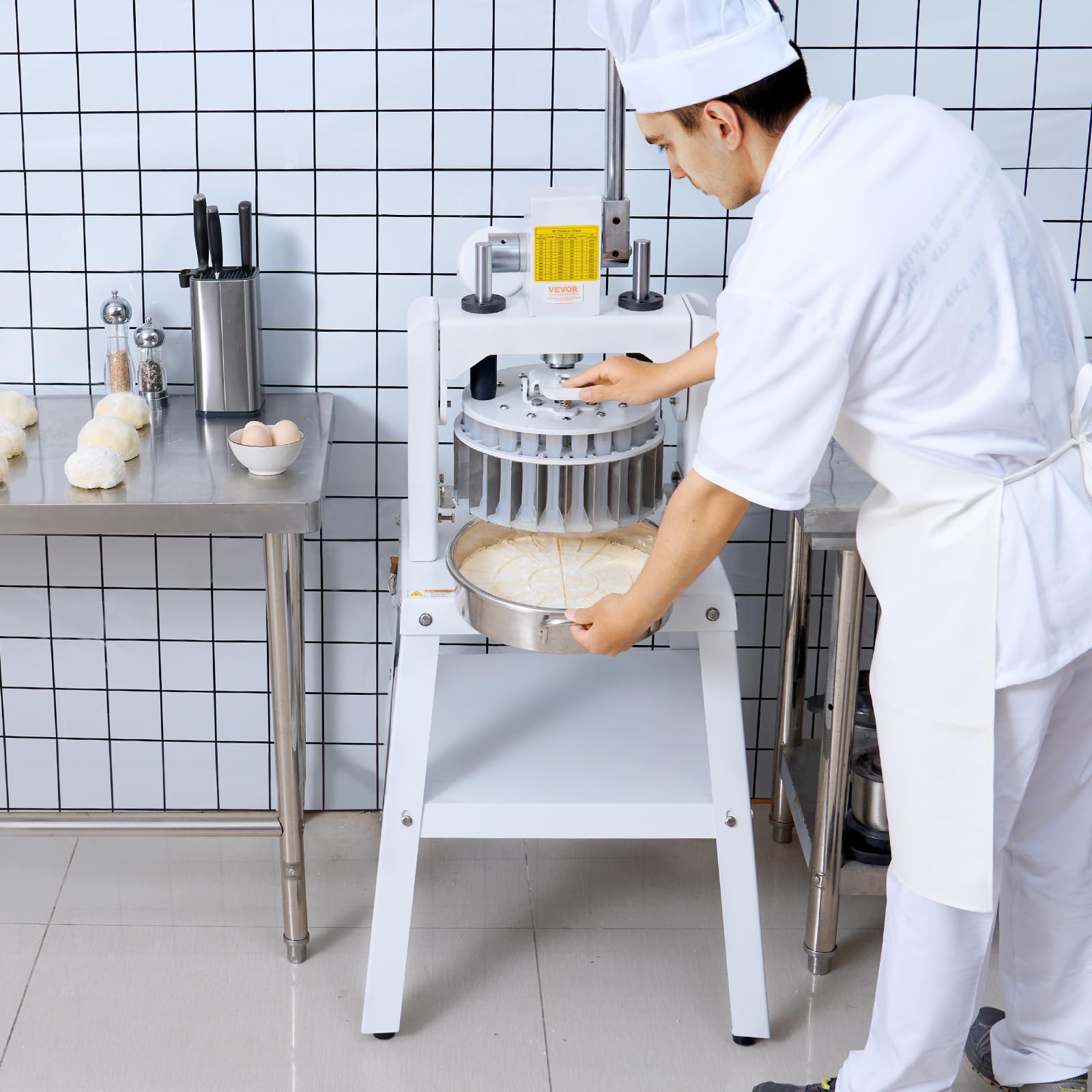 VEVOR Diviseuse de pâte manuelle, 40 pièces, coupe-pâte à pression verticale de 30 g à 140 g avec plateau et lame en acier inoxydable 304, machine à pain pour boulangerie, restaurant, commercial