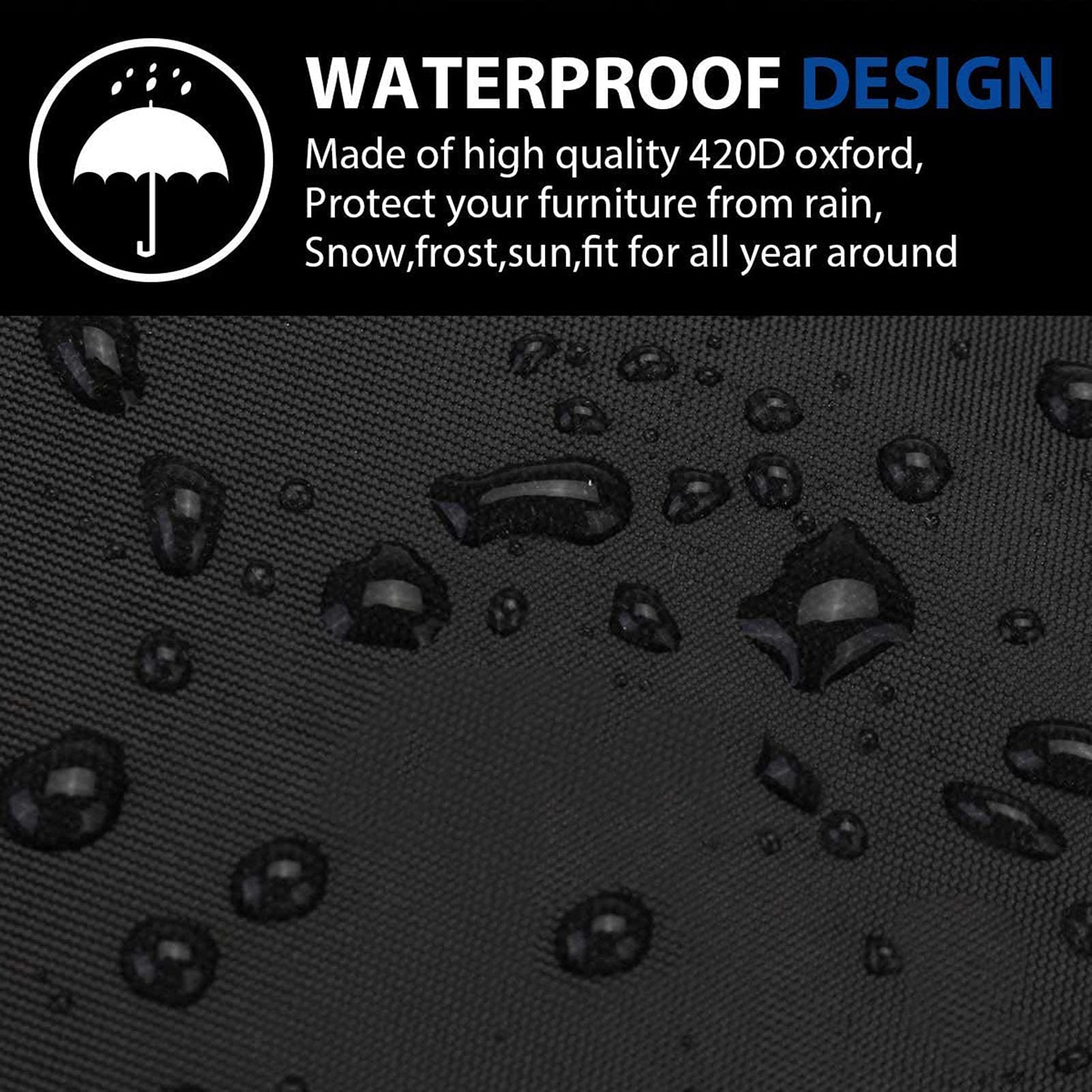 Funda de piel de jardín redonda impermeable para exteriores, 244 x 59 cm, resistente a los rayos UV, 420D, a prueba de polvo, cubierta protectora de piel de patio