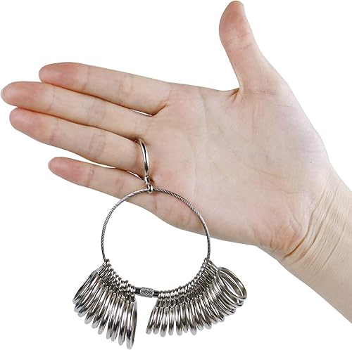 Miniatura 4 de HEYMOUS Juego de medidores de anillo de metal con joyería de goma martillo de mazo, herramientas de medición de tamaño, calibre de dedo, herramienta