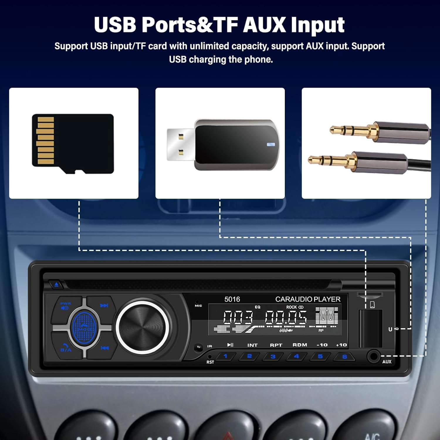UNITOPSCI Single Din CD DVD Player Car Stereo with Bluetooth 5.0 Hands-Free, LCD Screen AM/FM Car Radio, Car Audio Receiver Support APP Find Car, Remote Control, Voice Assistant, USB/AUX in/TF