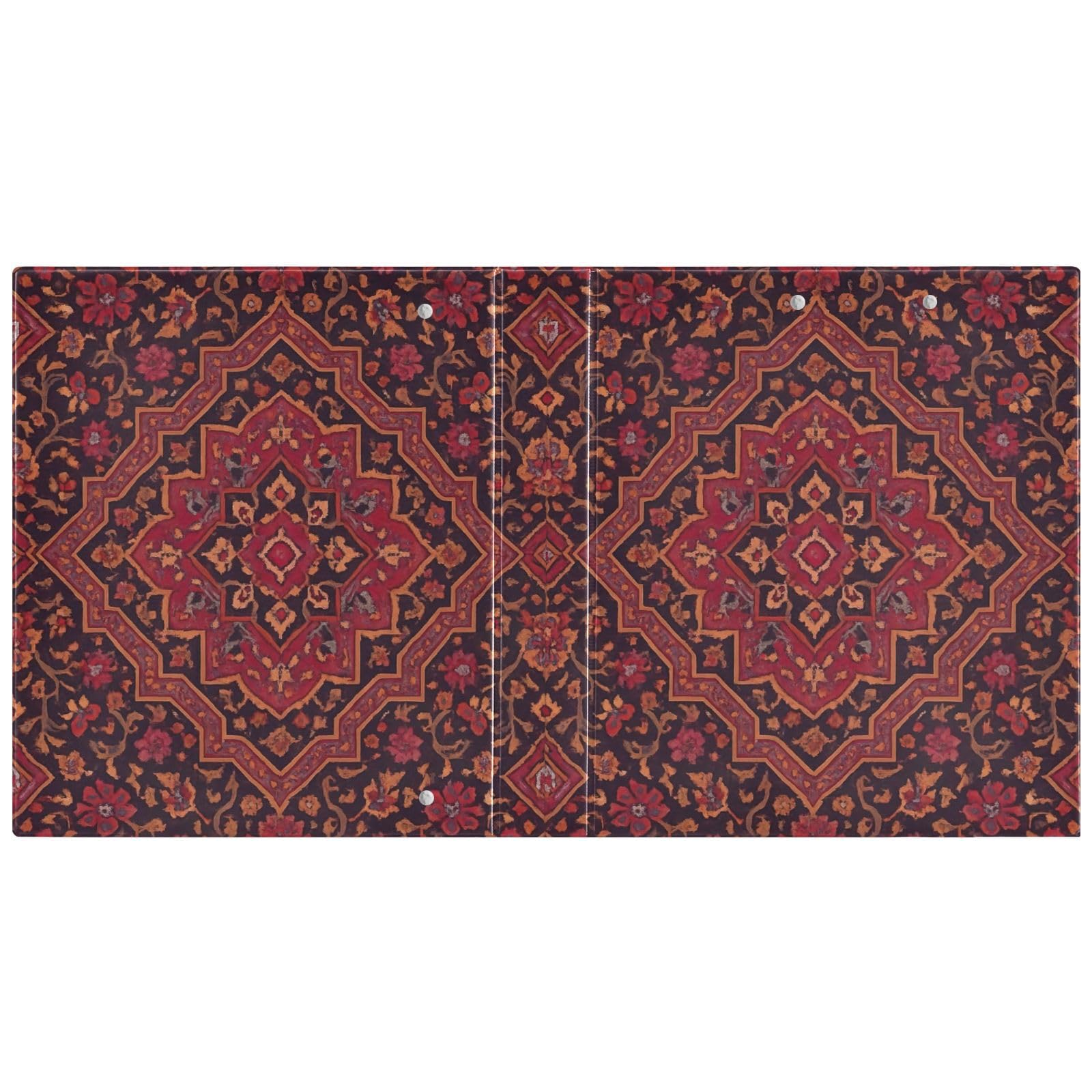 Carpeta floral roja negra de tres anillos de 1.5 pulgadas, carpeta de anillos en D, paquete de 2 | Con portapapeles y bolsillos, para escuela, universidad, oficina