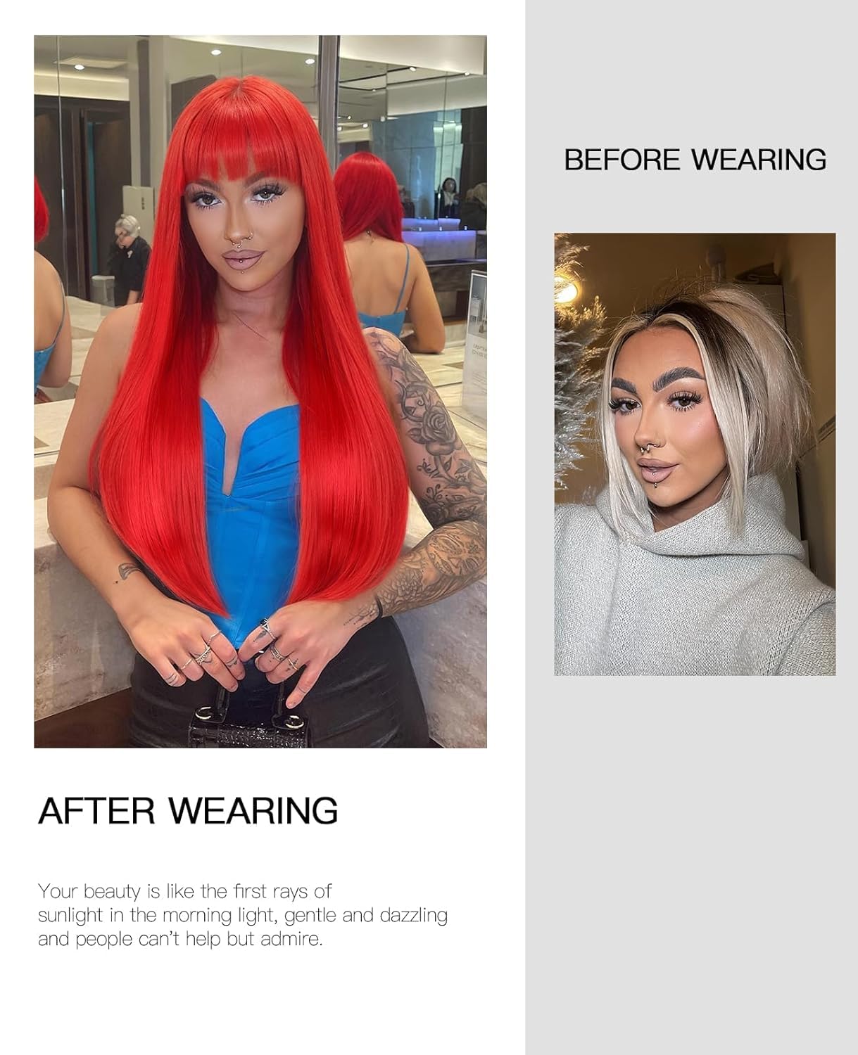 Creamily Long Red Wig with Bangs - Image 2