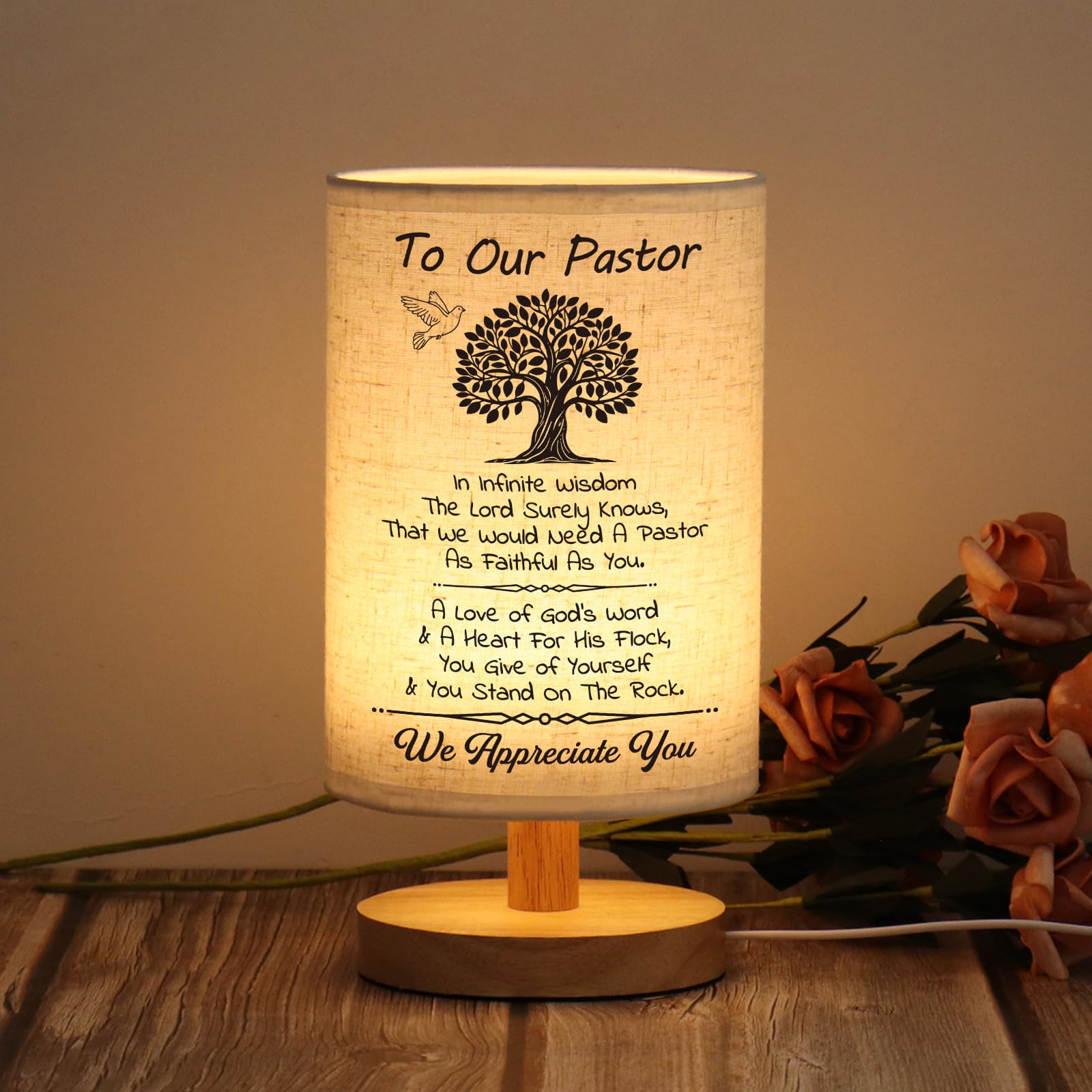 WSYEAR Appreciation Gifts - Unique Pastor Gifts for Pastor Day, Christmas, Birthday, Anniversary, Fathers Day, Fabric Bedside Decor Lamp — image 1