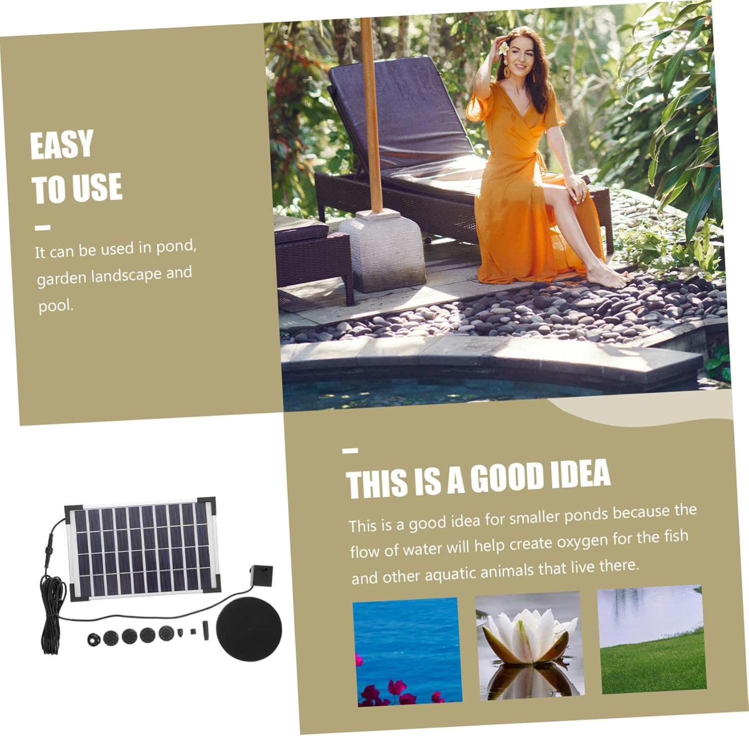 1set Pump Outdoor Water Pump for Garden Decoration Energy Saving Feature for Bath and Aquatic Plants