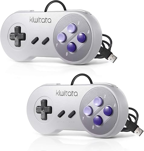 KIWITATA 2 controladores USB clásicos SNES para juegos de PC, retro SNES con cable USB emulador controlador para Windows XP 7 8 11 Mac Raspberry Pi