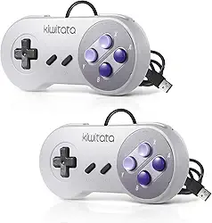 KIWITATA 2 controladores USB clássicos SNES para jogos de PC, controle de emulador de jogos USB retrô SNES para Windows XP 7, 8, 11, Mac Raspberry Pi