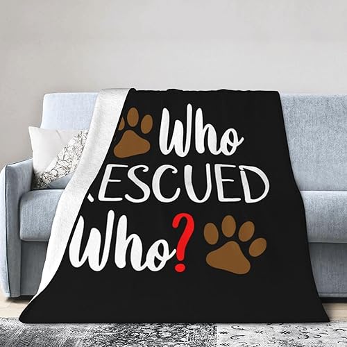 Miniatura 2 de Manta de perro con texto en inglés Who Rescued Who, ultra suave, cálida y mullida para sofá, ropa de cama, adultos y mascotas, 80 x 60 pulgadas,