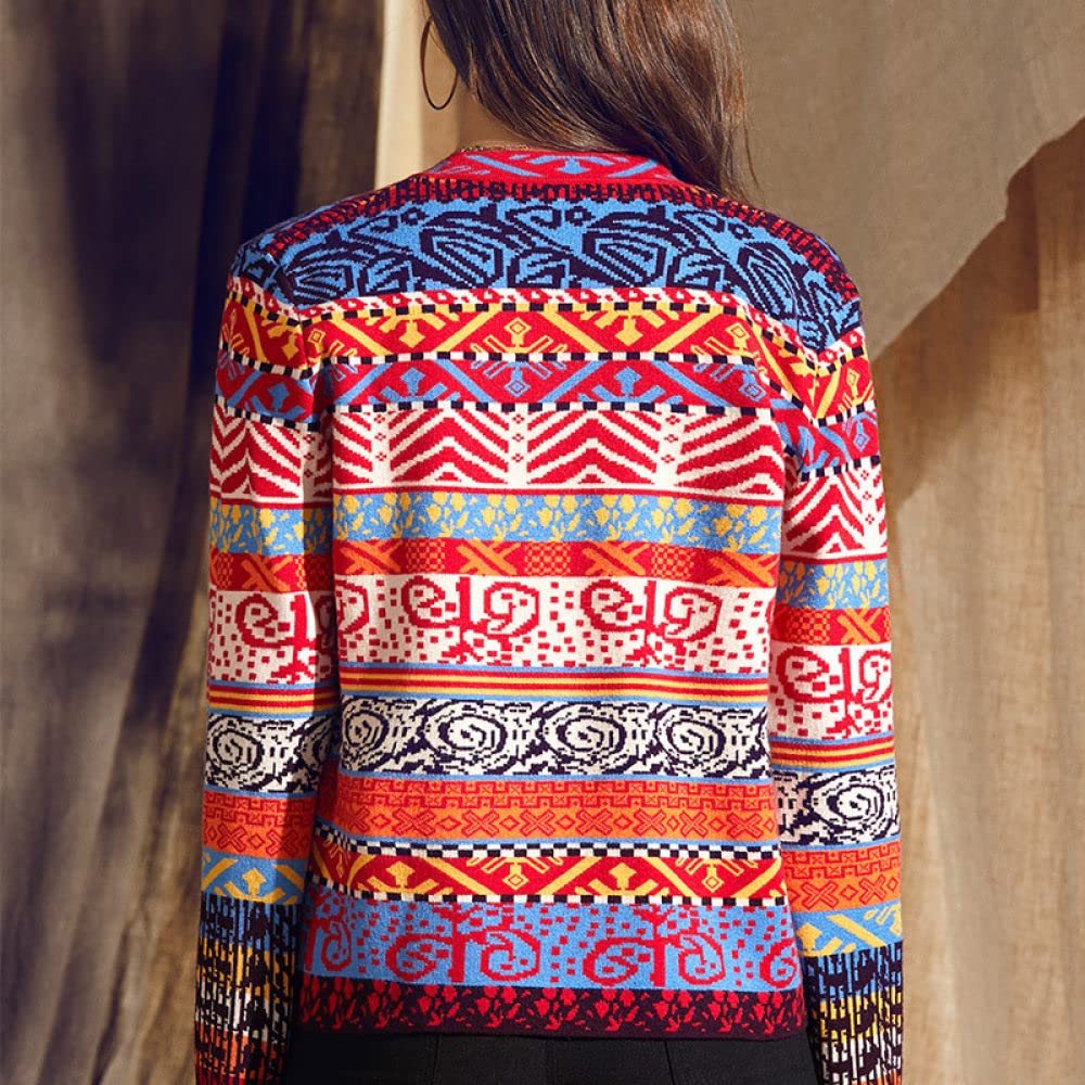 KIJSKKOPO Cardigan Femme,Pulls Cardigan Tricotés pour Personnes Âgées Et D'Âge Moyen, Manches Longues Vertes Rétro, Boutons À Revers, Manteau en Tricot Jacquard Arbre avec Poche, Veste Ample E KIJSKKOPO Cardigan Femme,Pulls Cardigan Tricotés pour Personnes Âgées Et D'Âge Moyen, Manches Longues Vertes Rétro, Boutons À Revers, Manteau en Tricot Jacquard Arbre avec Poche, Veste Ample E