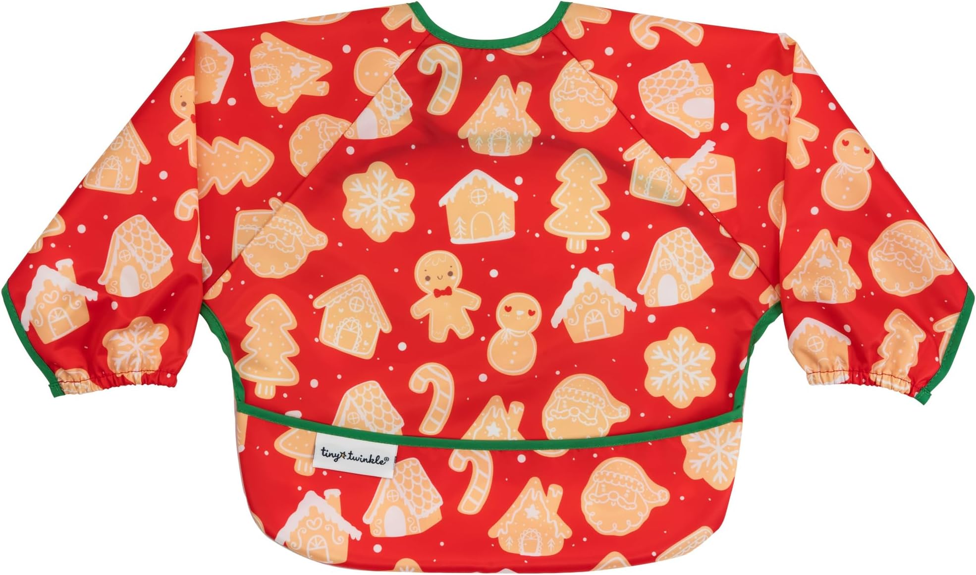 Tiny Twinkle Long Sleeve Bib for Babies & Toddlers | Waterproof Smock Bib for Eating | Machine Washable & Mess-Proof Feeding Essentials | Newborn Shower Gift (Gingerbread, 6–24M)
