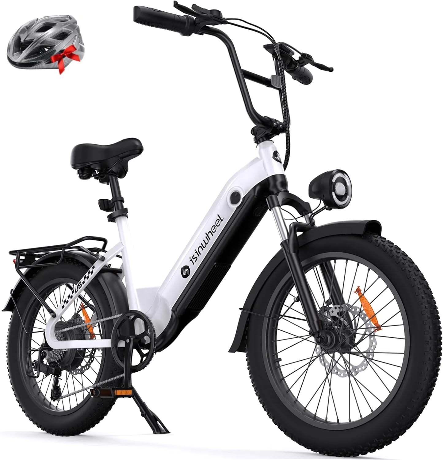 isinwheel U8 Electric Bike for Adults,1000W Peak Motor Ebike,Max 20/28MPH 75-105Miles Range Electric Bicycle,48V 13AH/18AH Battery Commuting 20" Step Thru Fat Tire Ebikes for Adults,7 Speed Gearing