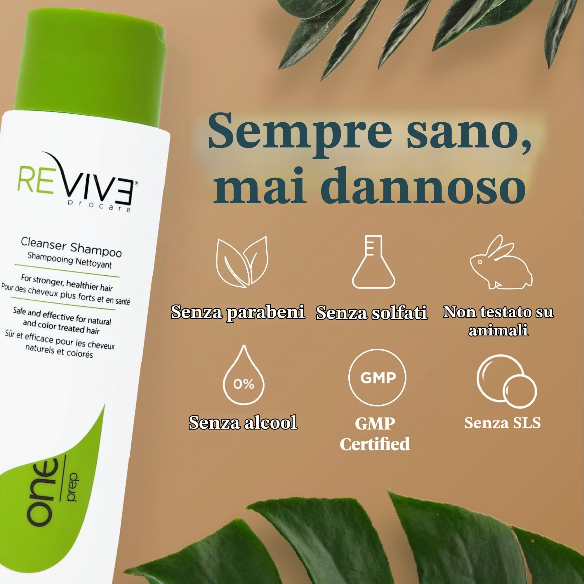 Revive Procare - Shampoo Volumizzante ANTICADUTA Capelli. Stimola La Ricrescita Sana Del Capello, Ripulisce Il Cuoio Capelluto Da Forfora, Residui Ambientali e Tossine - (1 x 300ml)