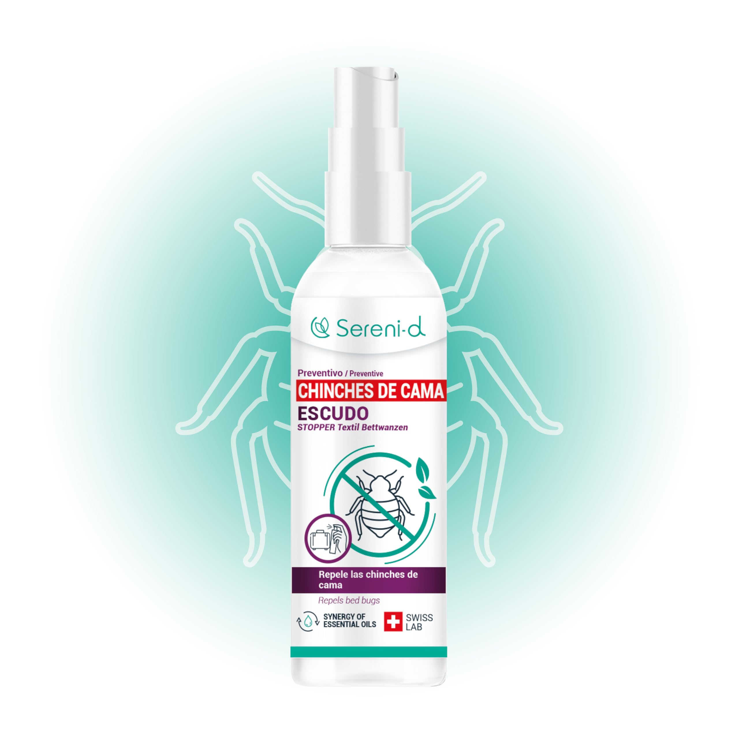 ESCUDO ANTI CHINCHES - Spray anti chinches potente - Tratamiento natural con Aceites Esenciales/Flor de Piretro Vegetal - Resultados rápidos y eficaces - 100mL