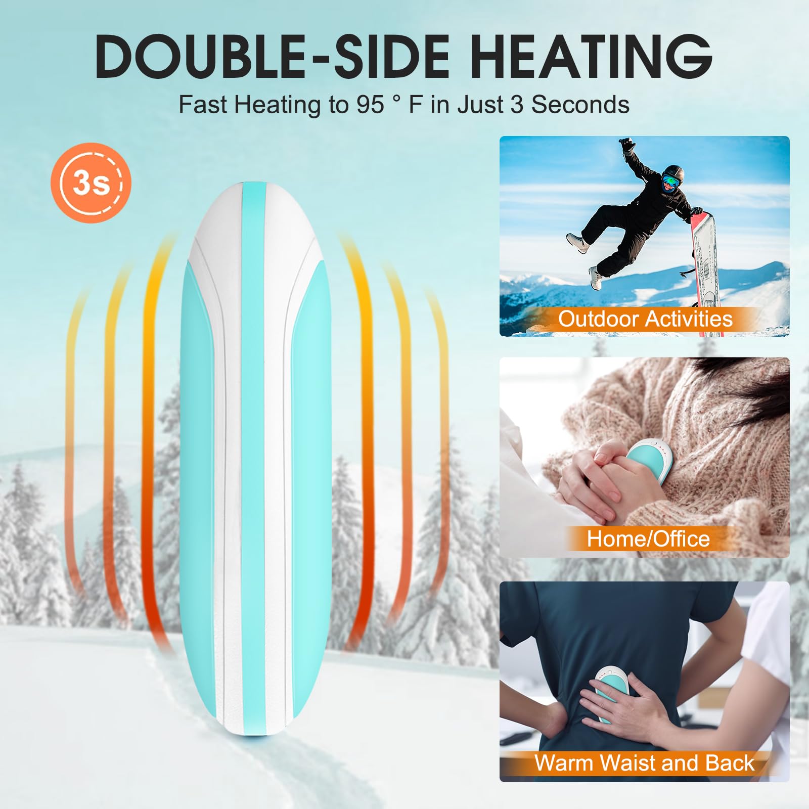 Hand Warmer Rechargeable, 1 Piece 5200mAh Fast Charging, Portable Mini Heater, Great for Hunting Heat Therapy Camping Great Gift for Women Men?Blue?