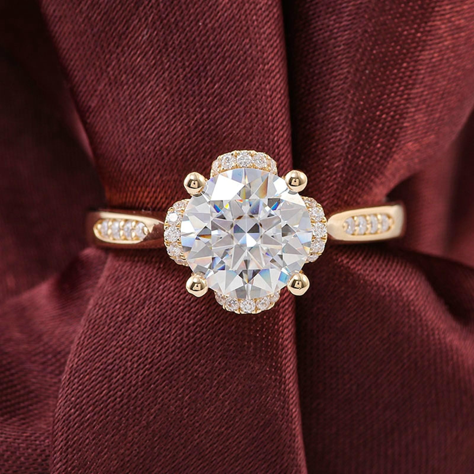 Obrączki ślubne z prawdziwego złota Moissanite 1ct D Color VVS1, pierścionek zaręczynowy, pierścionek z prawdziwego złota 375, pierścionek damski pierścionek ślubny, 9-karatowe żółte złoto