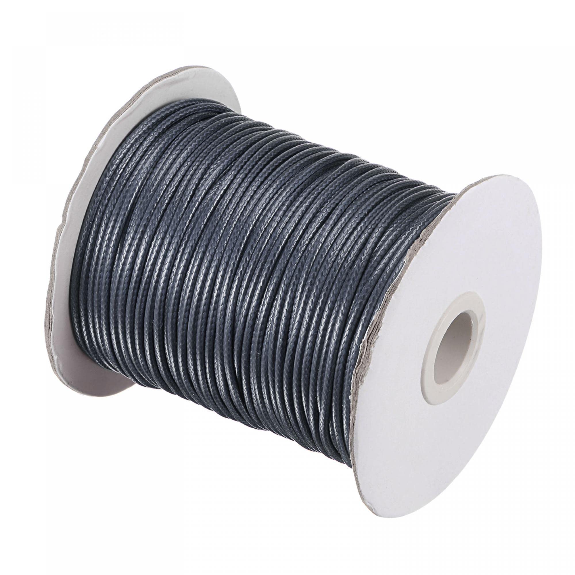 sourcing map 2mm Waxed Polyester String Cord 78M (85-Yards) Beading Thread Crafting Rope for Jewelry Making Bracelet Necklace Weaving, Deep Grey โ image 1