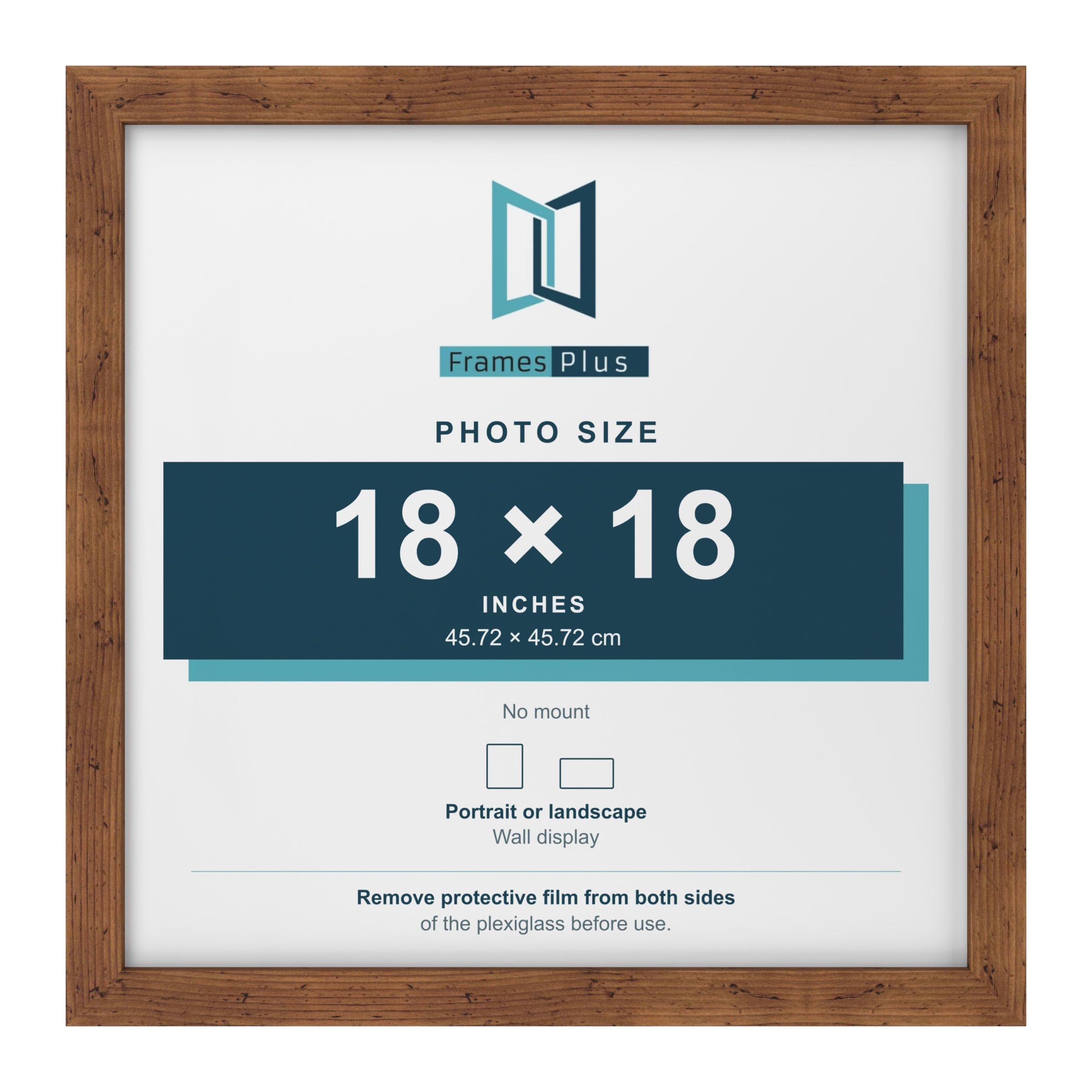 FramesPlus 18x18 Inch Square Picture Frame, Rustic, Modern Photo Frame