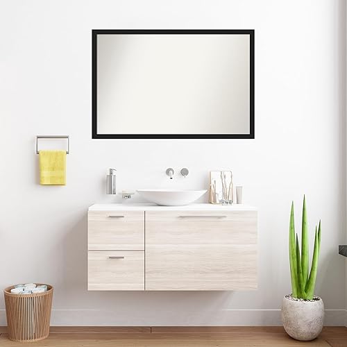 Miniatura 4 de Amanti Art Custom Mirror, Grace Brushed Metallic Black Narrow Bathroom Mirror, Wall Mirror or Bathroom Vanity Mirror Over Sink (27 x 40 in.)