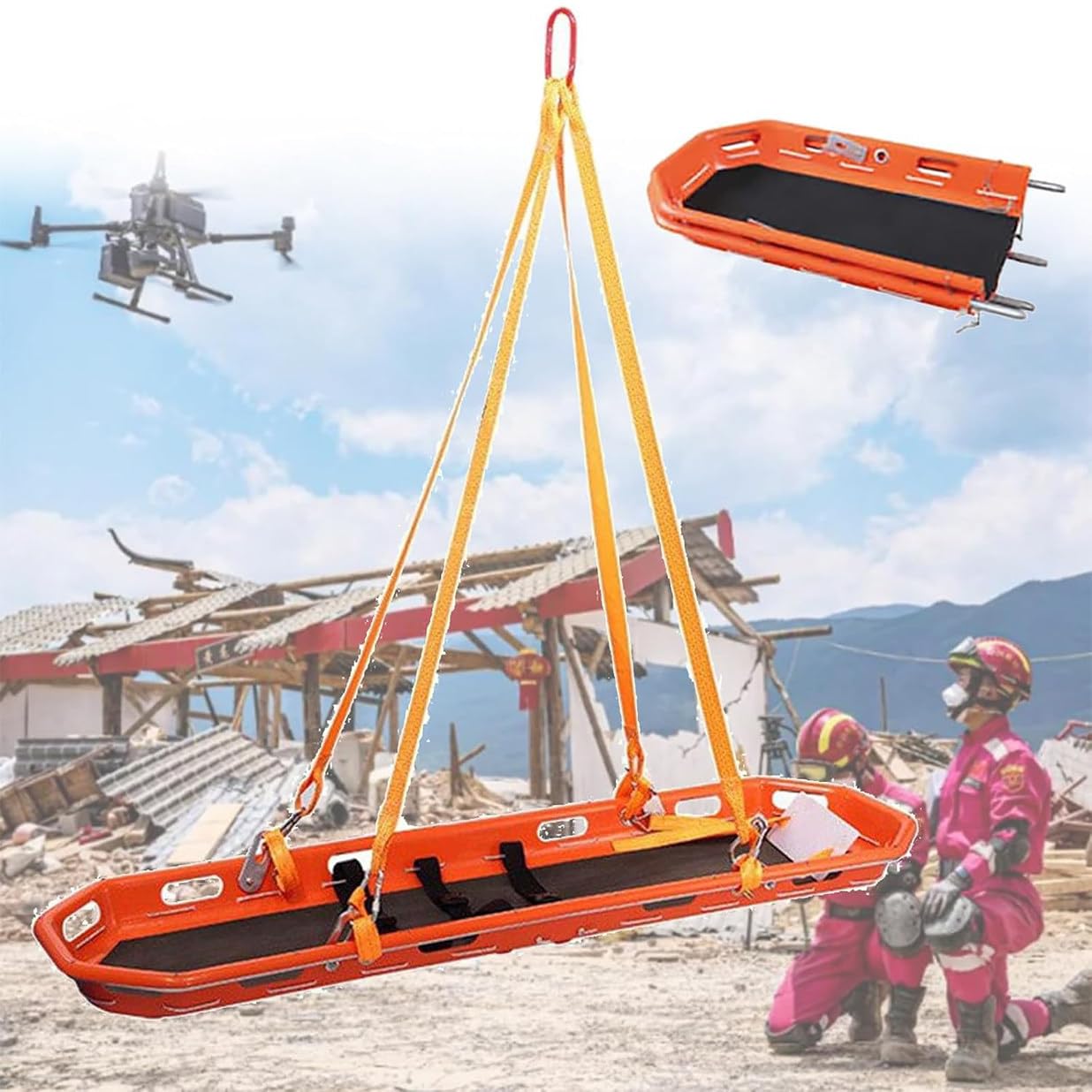 Civière De Sauvetage Portable Avec Bride De Levage, Civière De Transport De Patients D'urgence Médicale, Pour Sauvetage Aérien En Mer Et En Montagne Par Hélicoptère