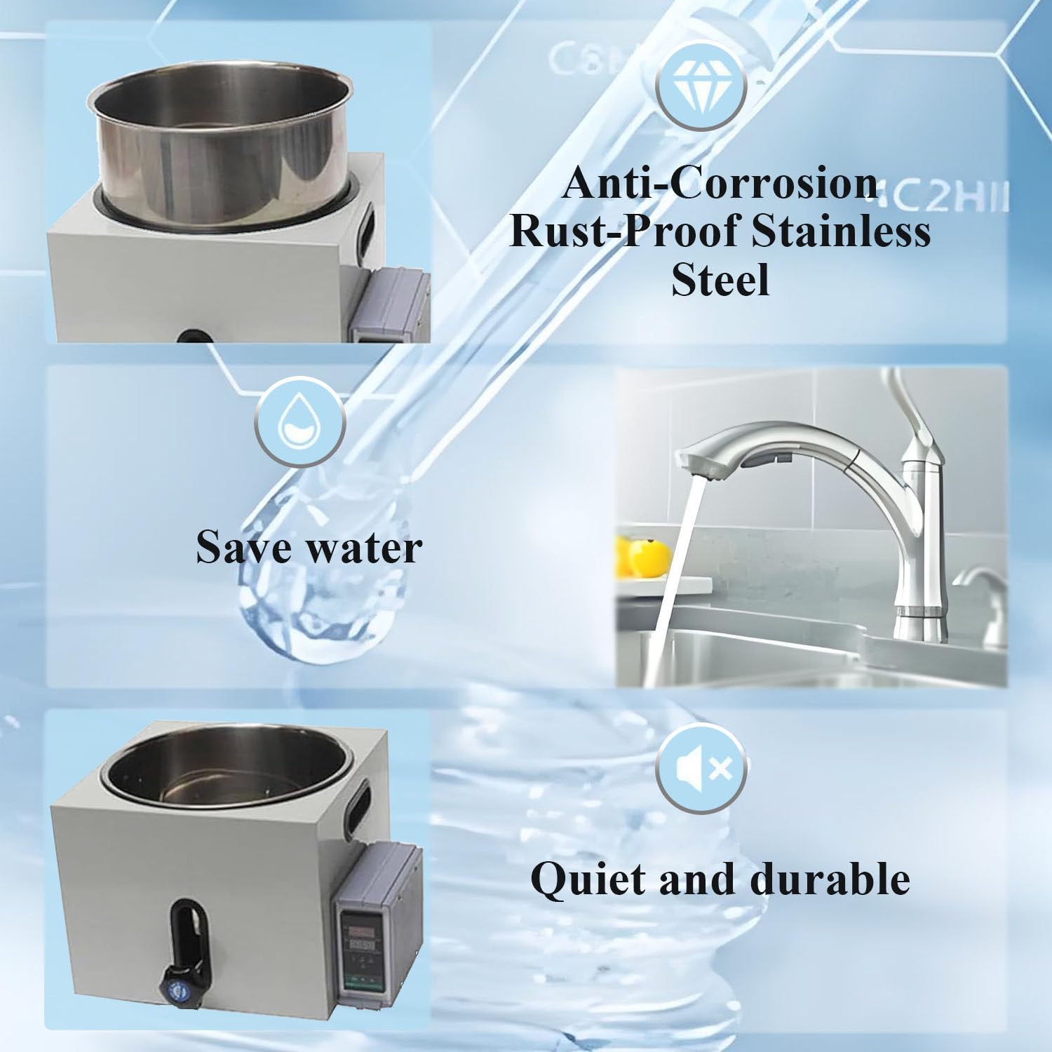 Baño María de Laboratorio, Calentador Digital para baño María, Baño María de Temperatura Constante para Laboratorio,para Calentar y agitar líquidos en Laboratorio 5L